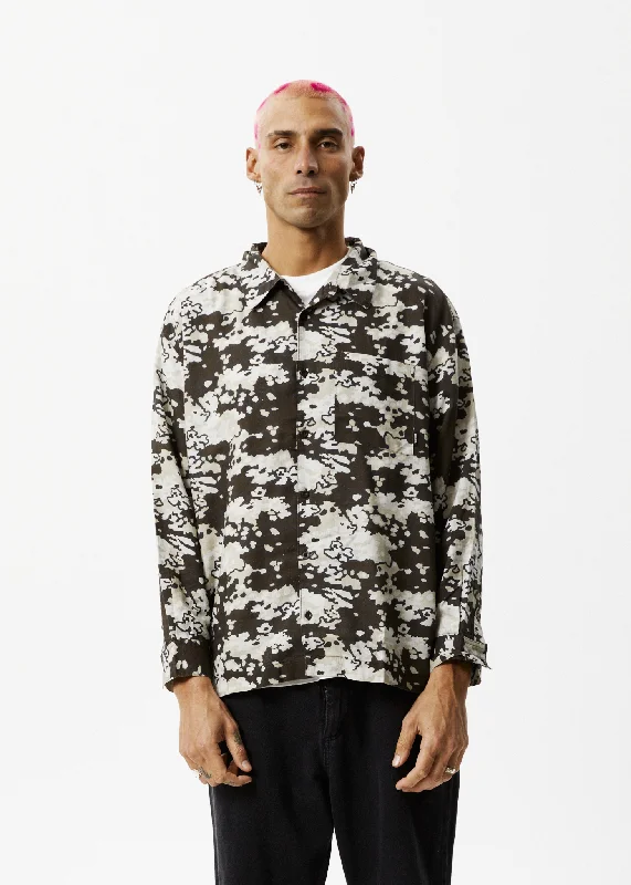 Warm Atmosphere AFENDS Mens Jungle - Long Sleeve Shirt - Earth Camo