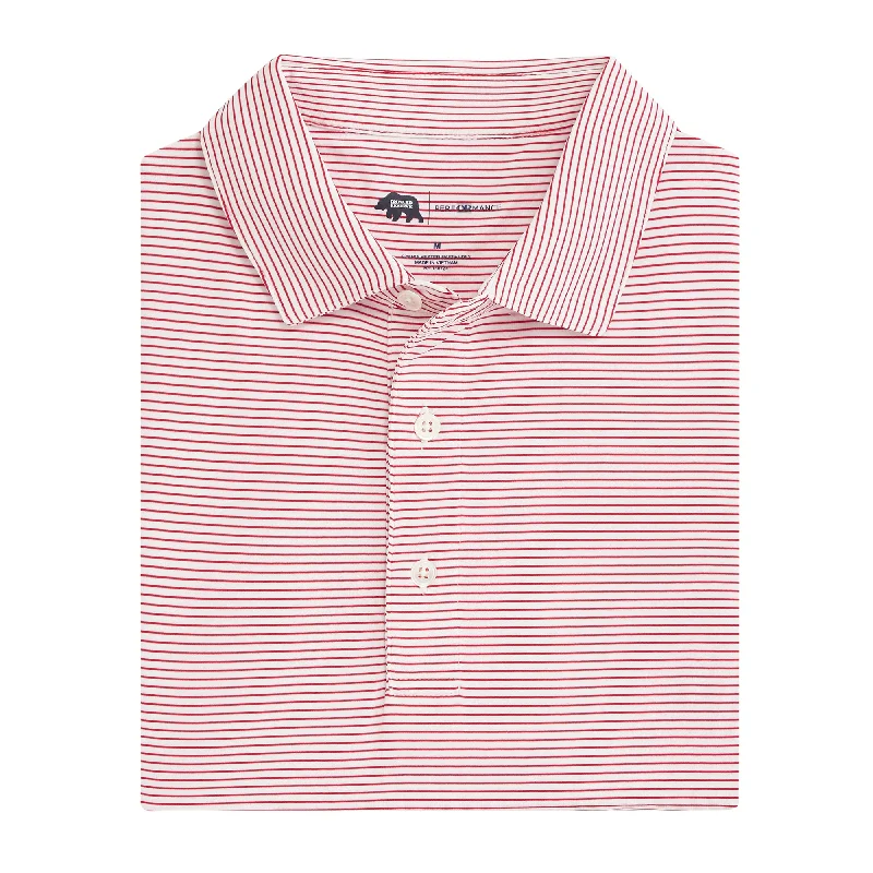 Lazy Home Birdie Stripe Performance Polo - White/Red