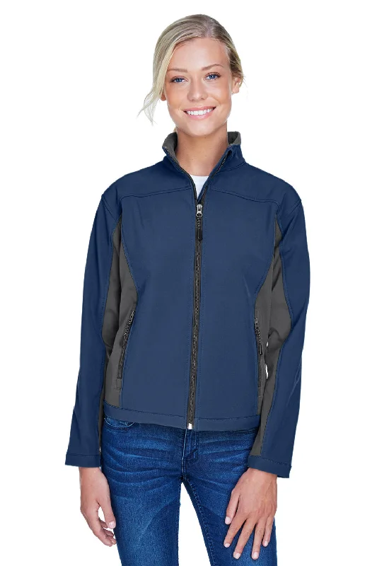 Sporty Elegance Devon & Jones Womens Wind & Water Resistant Full Zip Jacket - Navy Blue/Dark Grey - Closeout
