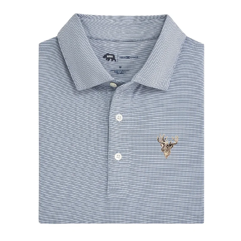 Elegant And Simple Buck Blade Stripe Performance Polo - True Navy