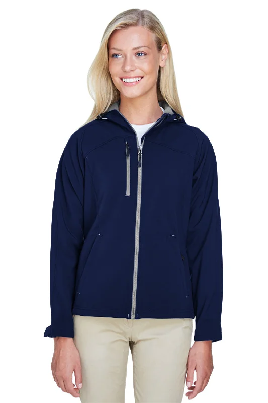 Advanced Design North End Womens Prospect Water Resistant Full Zip Hooded Jacket - Classic Navy Blue