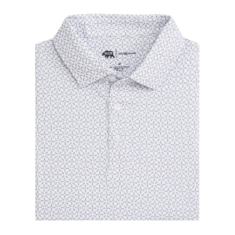 Youthful Street Fashion Gameday Printed Performance Polo - White