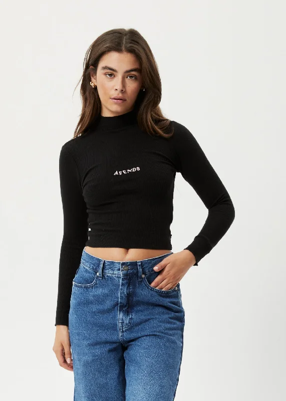 Weekend Wear AFENDS Womens Daze Iconic - Ribbed Long Sleeve Top - Black