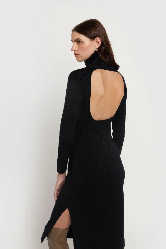 Street Charm TURTLENECK OPEN BACK SWEATER DRESS