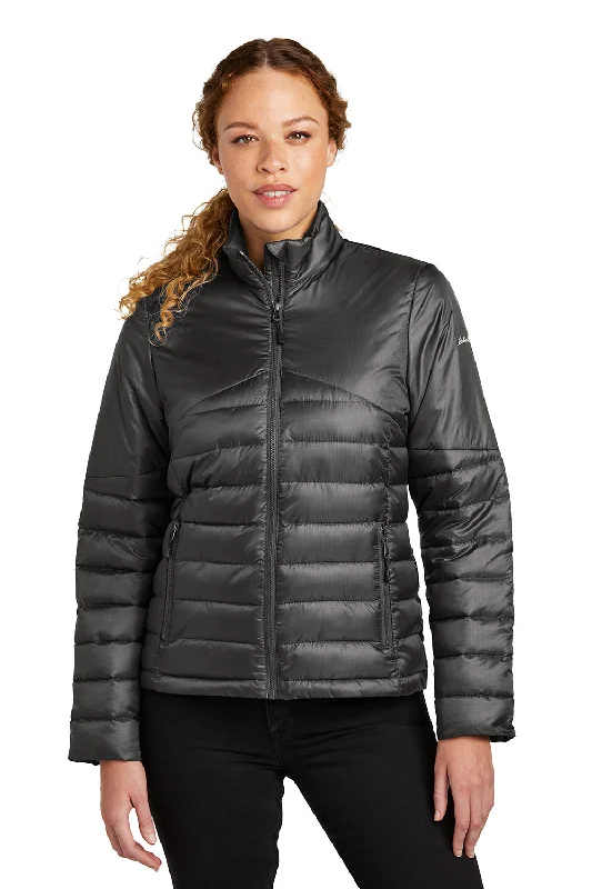 Advanced Customization Eddie Bauer Womens Water Resistant Quilted Full Zip Jacket - Iron Gate Grey