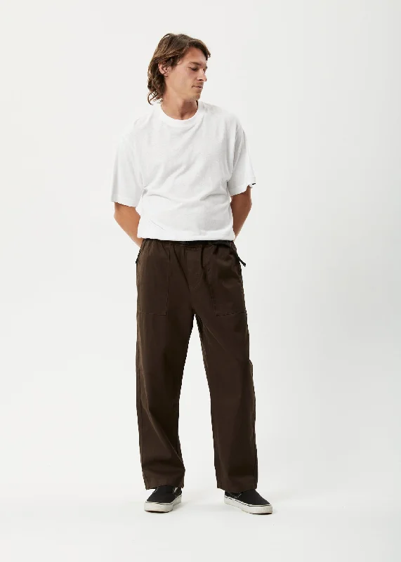 Light Comfort AFENDS Mens Cabal - Elastic Waist Relaxed Pants - Earth