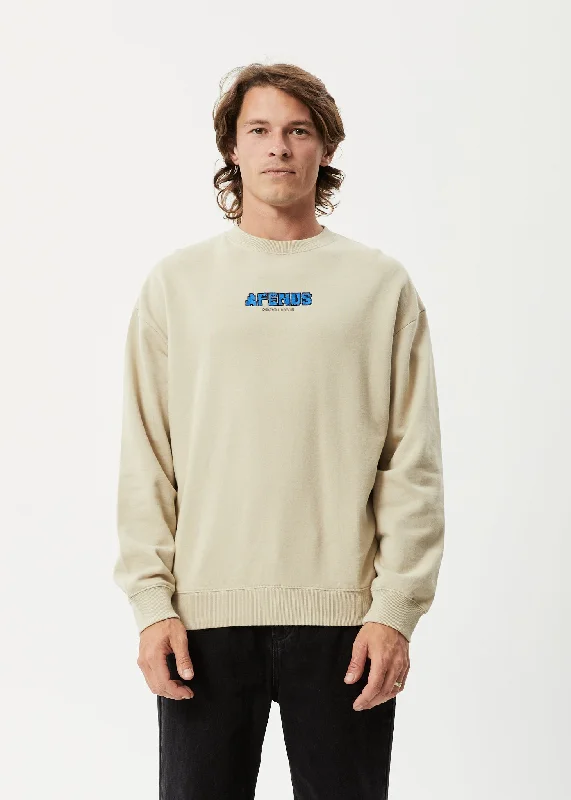 Simple Solid Color AFENDS Mens World - Crew Neck Jumper- Cement