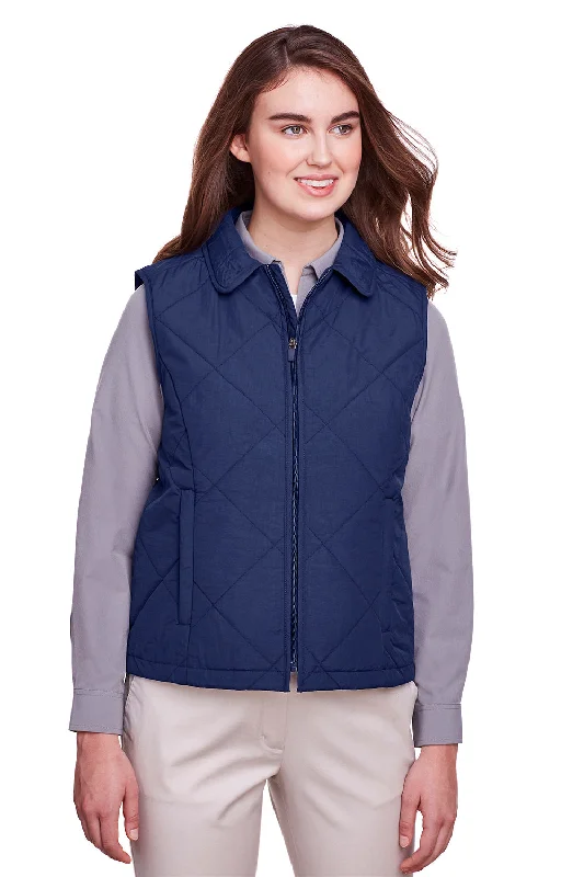 Modern Tailoring UltraClub Womens Dawson Quilted Water Resistant Full Zip Vest - Navy Blue - Closeout