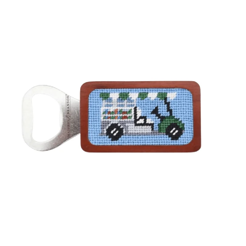 Exquisite Fabrics Beverage Cart Needlepoint Bottle Opener