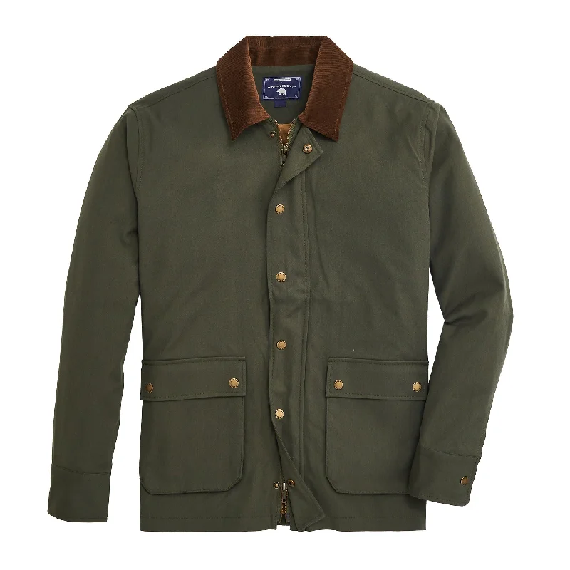 High Street Fashion Red Hills Stretch Canvas Coat - Olive