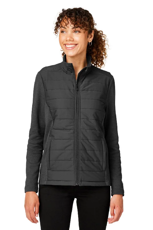 Loose Fit Devon & Jones Womens New Classics Charleston Hybrid Full Zip Jacket - Black Melange/Black