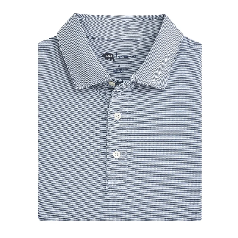 Elegant And Casual Hairline Stripe Performance Polo - Navy