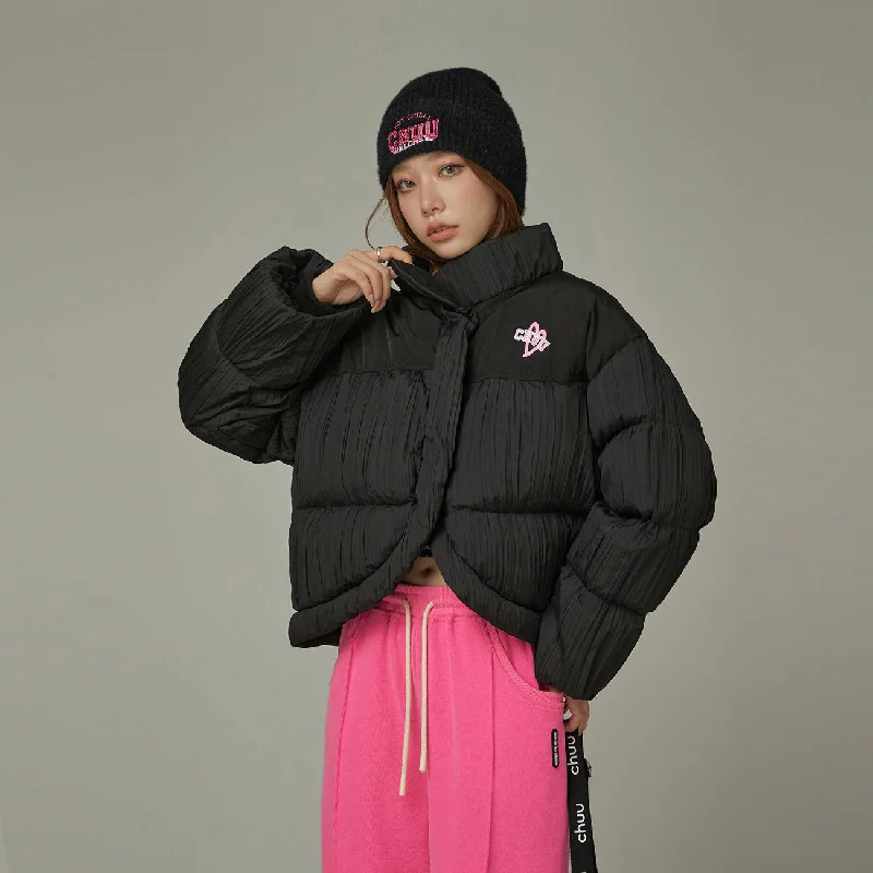 Noble Temperament Oversized Simple Padded Cut Hem Jacket