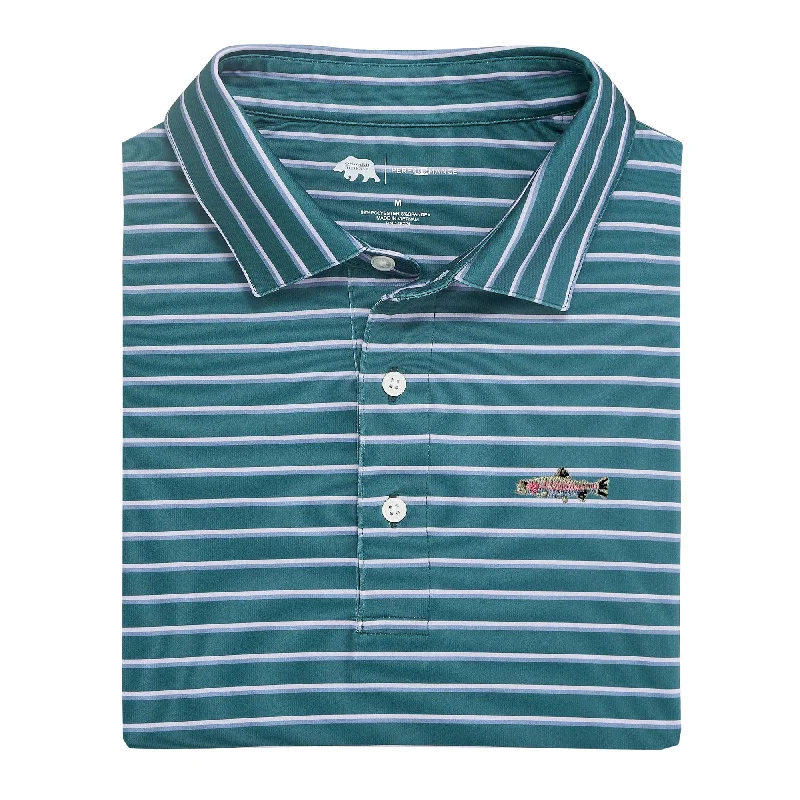 Noble And Elegant Trout Fairway Stripe Performance Polo - Jasper