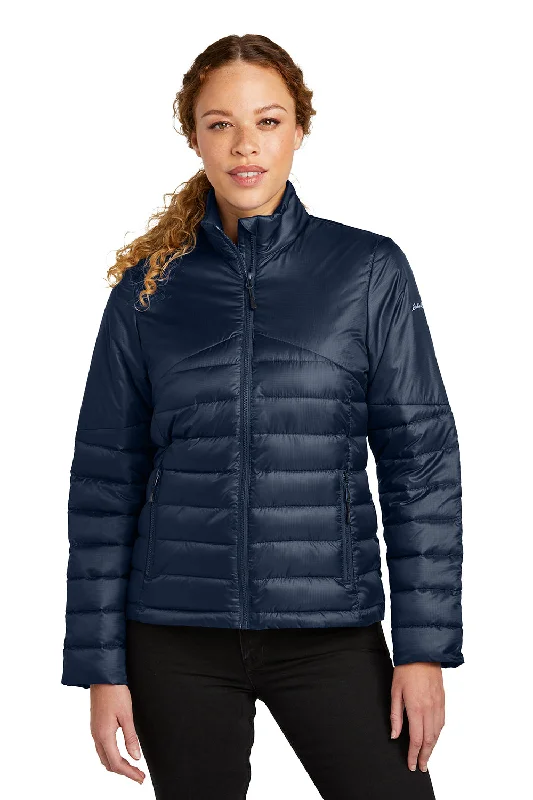 Slim Fit Eddie Bauer Womens Water Resistant Quilted Full Zip Jacket - River Navy Blue