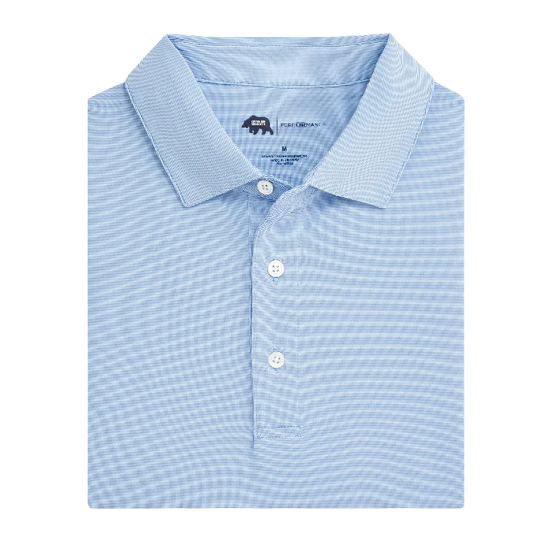 French Style Hairline Stripe Performance Polo - Sky