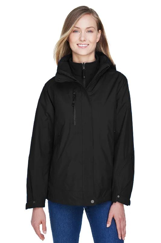 Elegant And Charming North End Womens Caprice 3-in-1 Waterproof Full Zip Hooded Jacket - Black