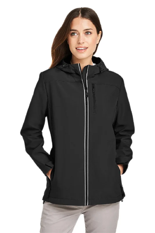 Sports Comfort Style Nautica Womens Wavestorm Wind & Water Resistant Full Zip Hooded Jacket - Black
