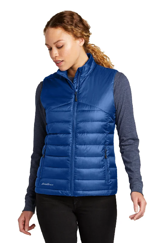 Mid-length Style Eddie Bauer Womens Water Resistant Quilted Full Zip Vest - Cobalt Blue
