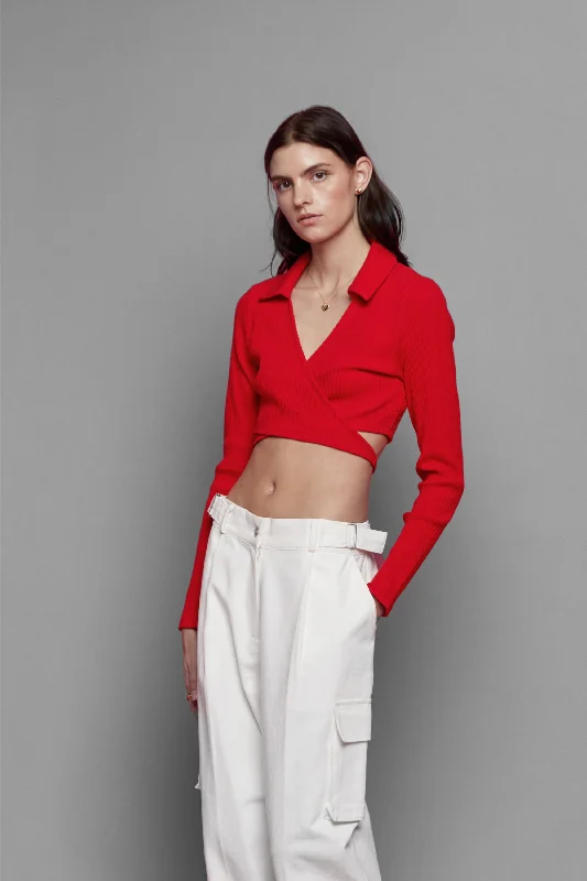 Luxury Style COLLARED WRAP TOP