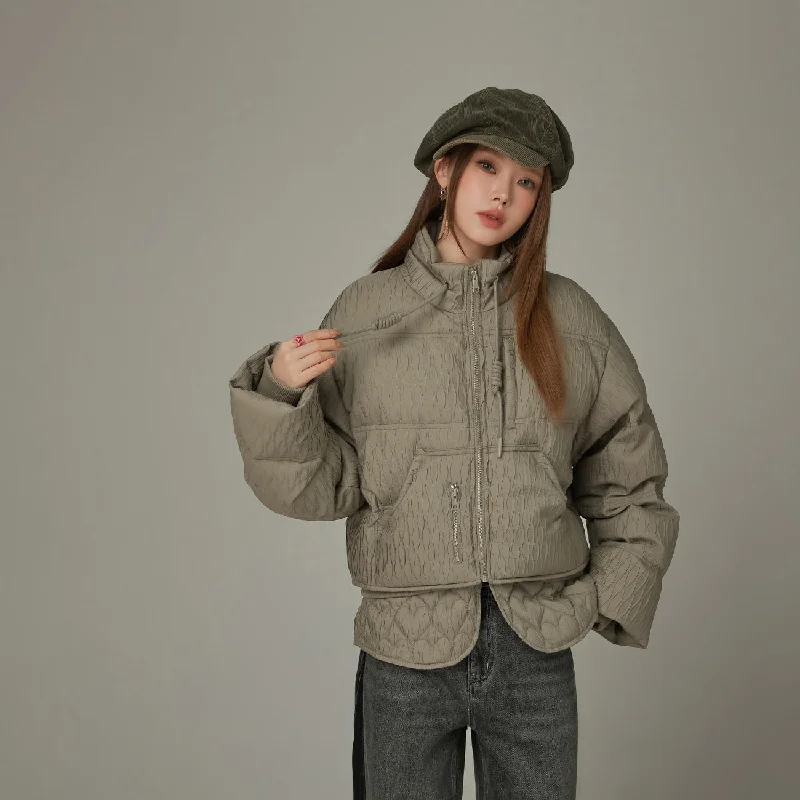 Lounge Chic Pattern Oversized Layered Padded Jacket