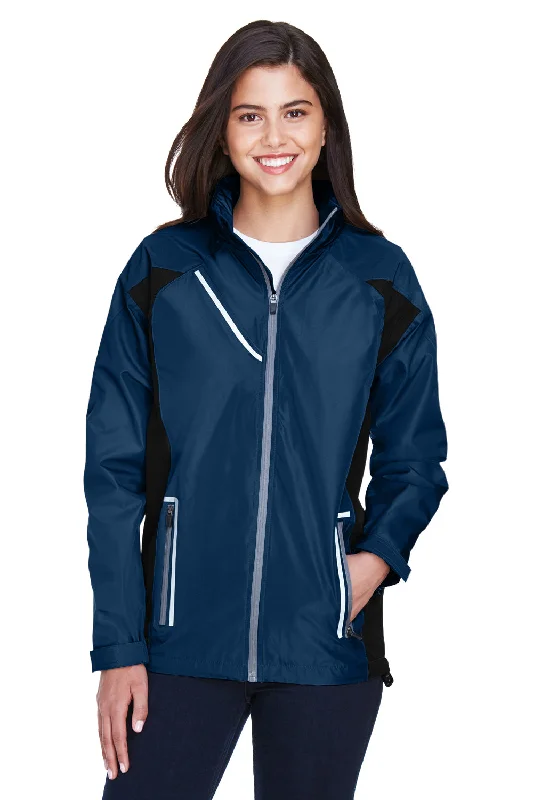 Economic Outlook Team 365 Womens Dominator Waterproof Full Zip Hooded Jacket - Dark Navy Blue