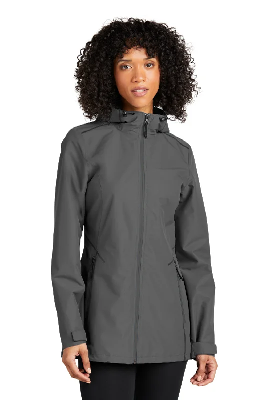 End Of The Year Port Authority Womens Collective Tech Waterproof Full Zip Outer Shell Hooded Jacket - Graphite Grey