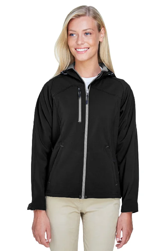 Soft Fashion North End Womens Prospect Water Resistant Full Zip Hooded Jacket - Black