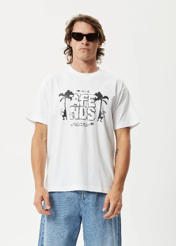 Comfortable Series AFENDS Mens Choose Life - Boxy Graphic T-Shirt - White