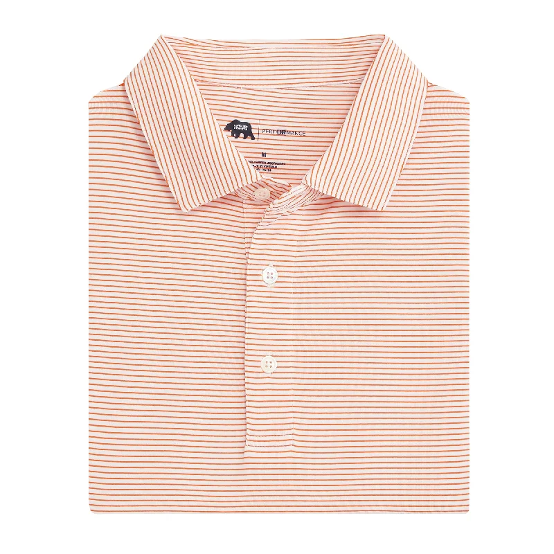 Boutique Recommendation Birdie Stripe Performance Polo - White/Orange