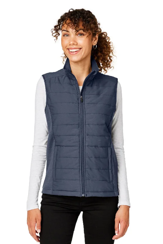 Casual And Versatile Devon & Jones Womens New Classics Charleston Hybrid Full Zip Vest - Navy Blue Melange