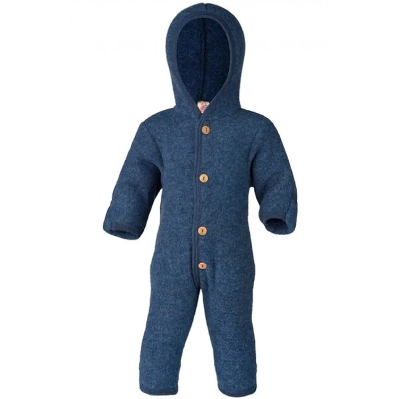 Comfortable Dresses Engel Hooded Overall w. Buttons Blue Mélange