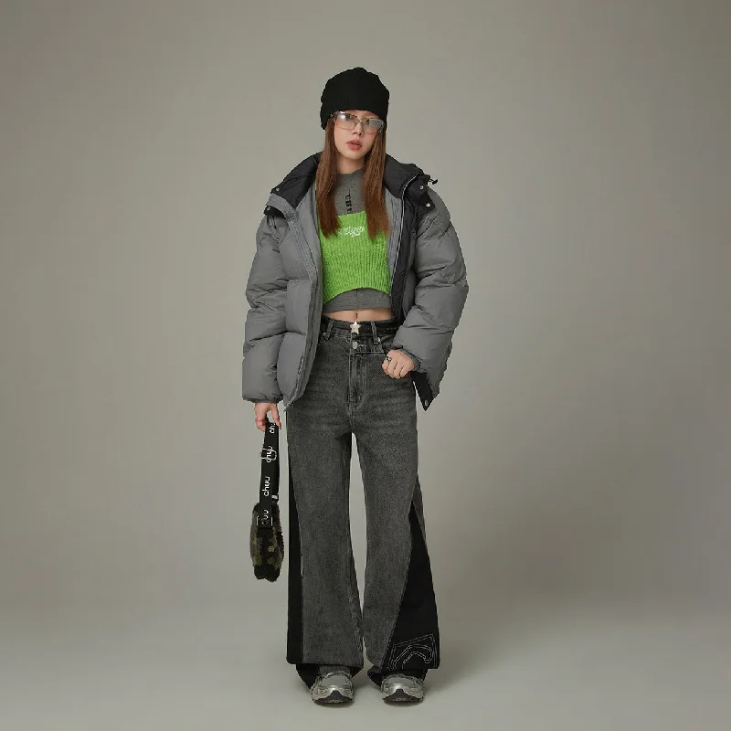 Exquisite workmanship Color Matching Hooded Padded Jacket