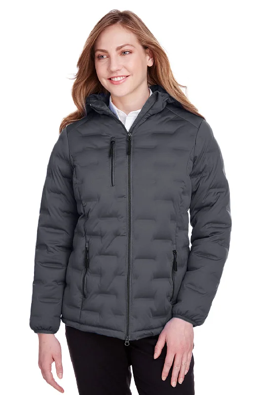 Exquisite Details North End Womens Loft Waterproof Full Zip Hooded Puffer Jacket - Carbon Grey/Black