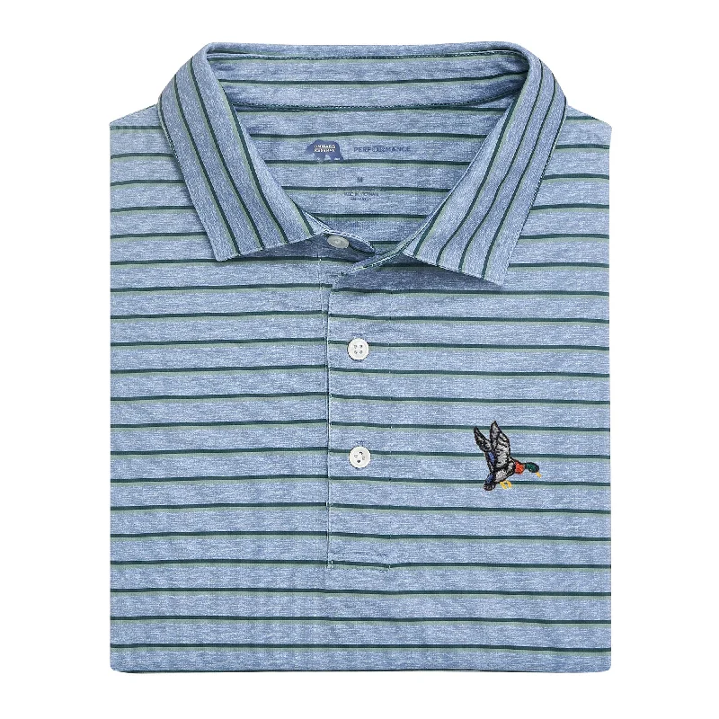 Eye-catching Personality Mallard Fairway Stripe Performance Polo - Country Blue