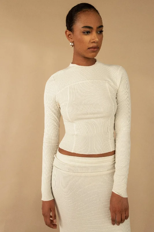 Celebrity Style EXPOSED SEAM MOCKNECK TOP