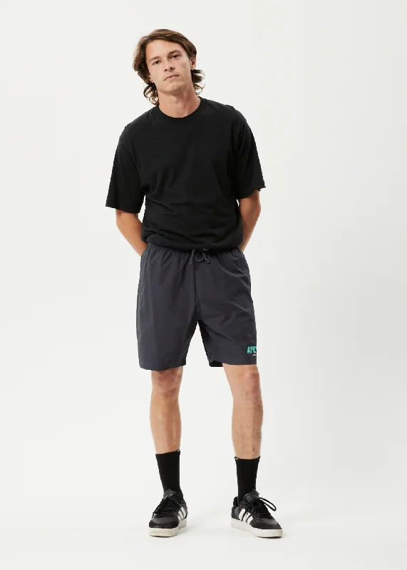 Retro Design AFENDS Mens Baywatch World - Elastic Waist Shorts - Charcoal