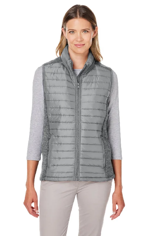 Street Fashion Style Nautica Womens Harbor Water Resistant Full Zip Puffer Vest - Graphite Grey/Heather Graphite Grey