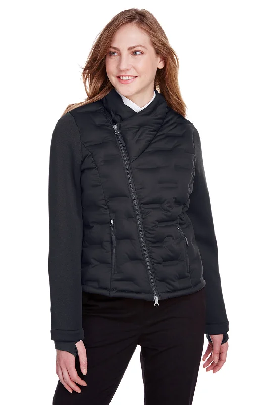 Versatile Itinerary North End Womens Pioneer Hybrid Waterproof Full Zip Bomber Jacket - Black/Carbon Grey - Closeout
