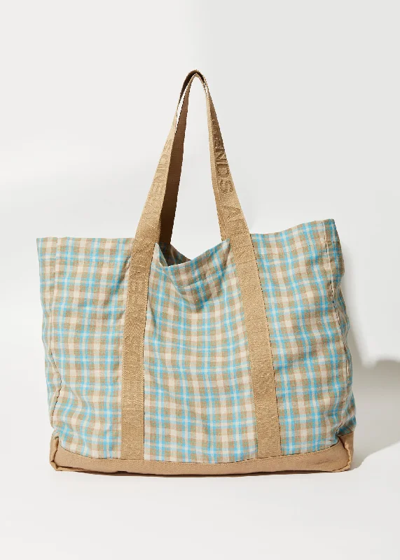 Sports Fitness Style AFENDS Unisex Millie - Oversized Tote Bag - Tan Check