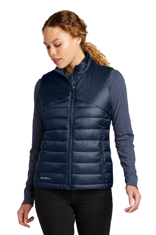 Short skirt design Eddie Bauer Womens Water Resistant Quilted Full Zip Vest - River Navy Blue