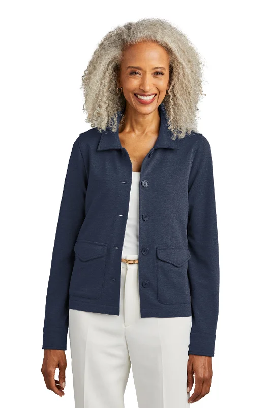 New Autumn And Winter Styles Brooks Brothers Womens Button Down Jacket - Heather Navy Blue