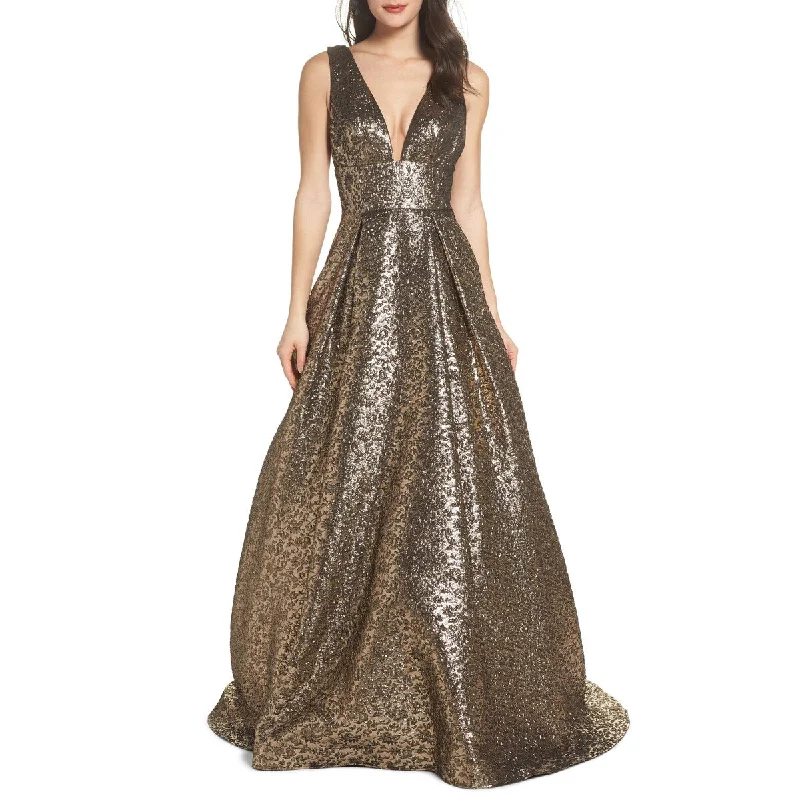 Exclusive Customization Womens MAC Duggal Metallic Jacquard Ballgown Size 12