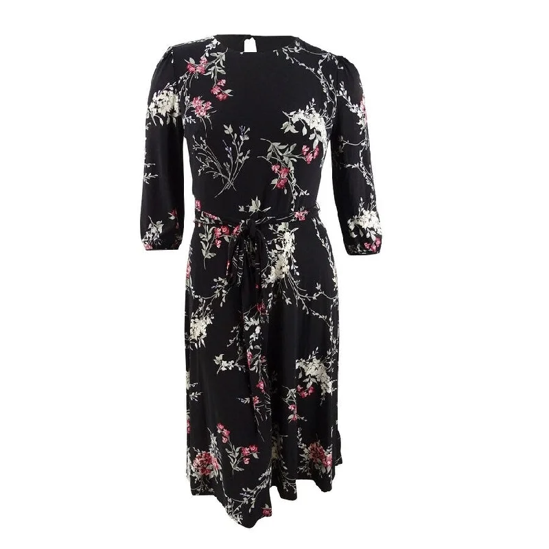 French Retro Lauren by Ralph Lauren Women's Floral Jersey Dress