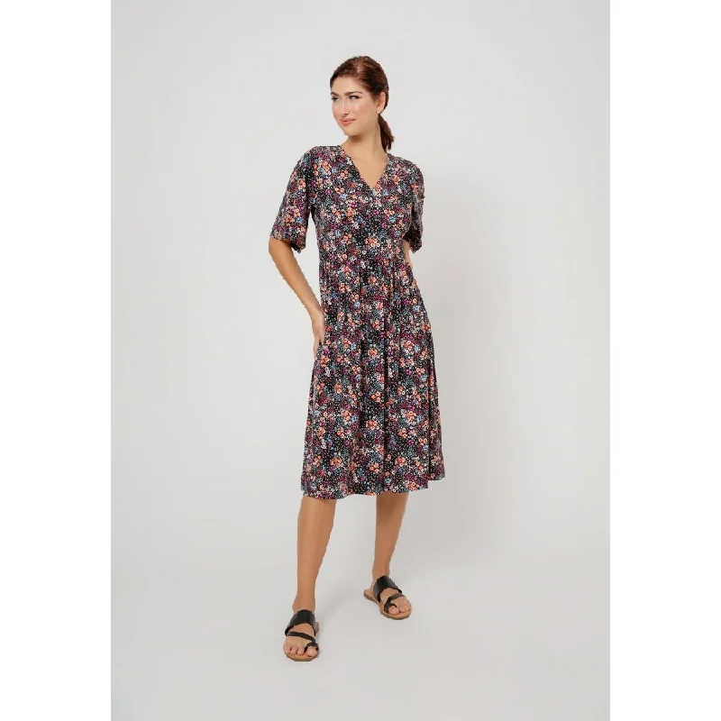 Innovative Design Leota Women's Short Sleeve Zoe Dress In Confetti Floral Multi