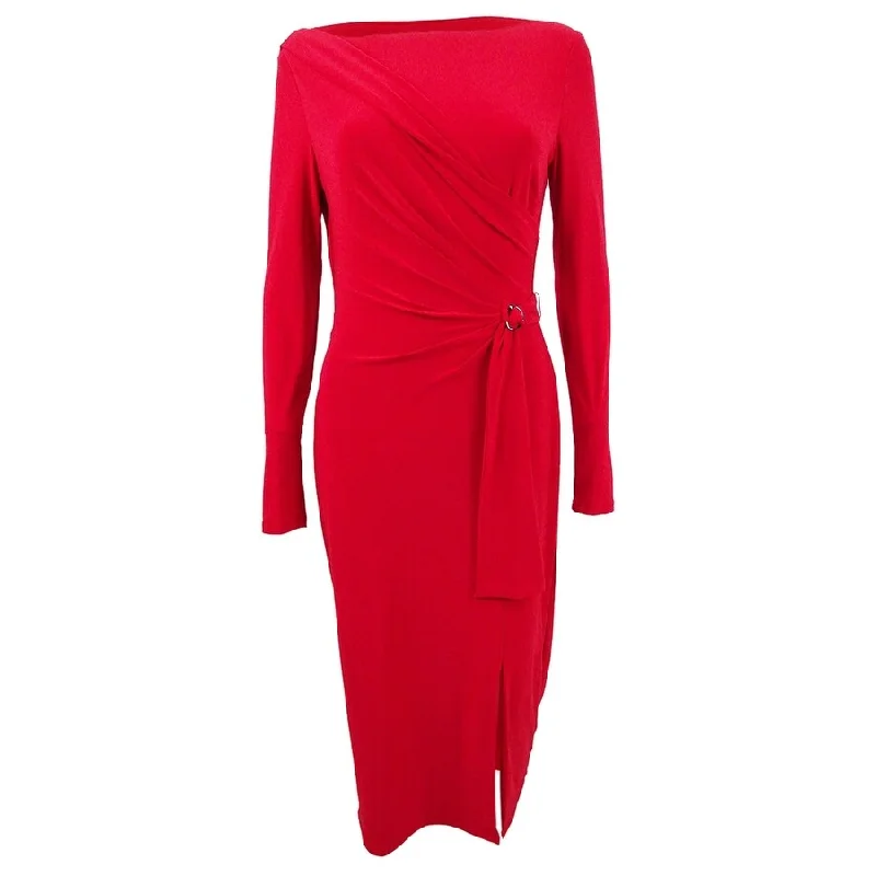 Preview New Products Lauren by Ralph Lauren Women's Buckled Wrap Dress (10, Parlor Red)