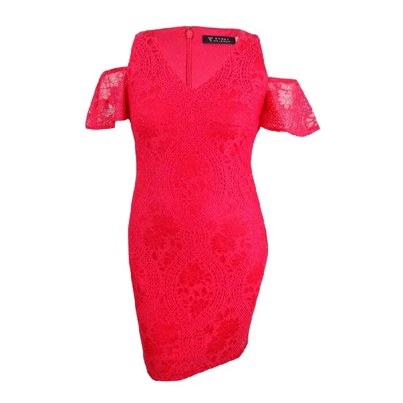 Retro Woolen Jacket Guess Women's Lace Cold-Shoulder Sheath Dress