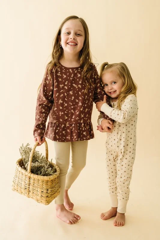 Street Cool Organic Peplum Top & Leggings Set | Winter Bloom