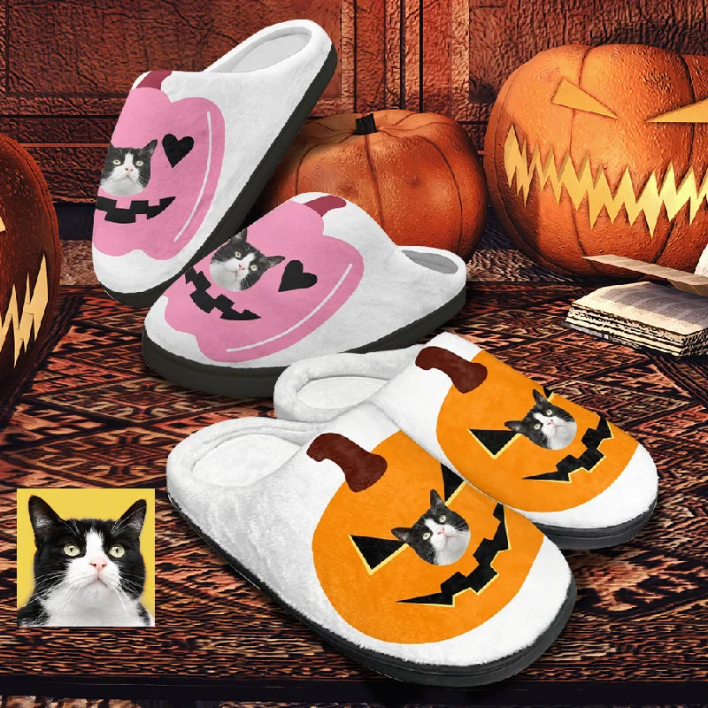High-end Fashion Halloween Custom Pet Face Cotton Slippers For Adult&Kids Personalized Non-Slip Slippers Warm House Shoes