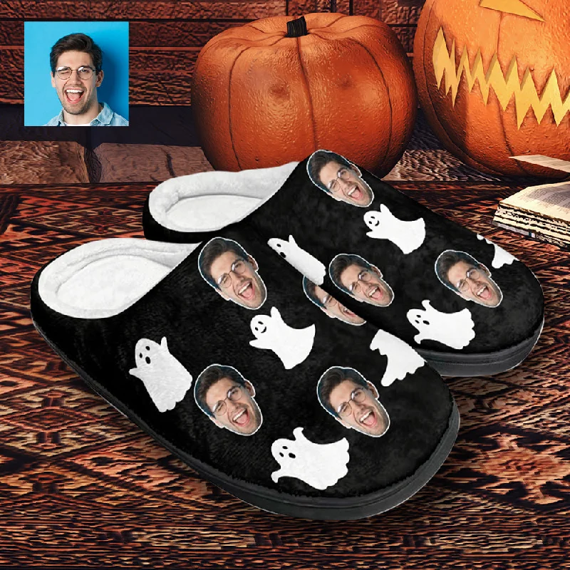 Dressing Tips Halloween Custom Face Ghost Cotton Slippers For Adult&Kids Personalized Non-Slip Slippers Warm House Shoes